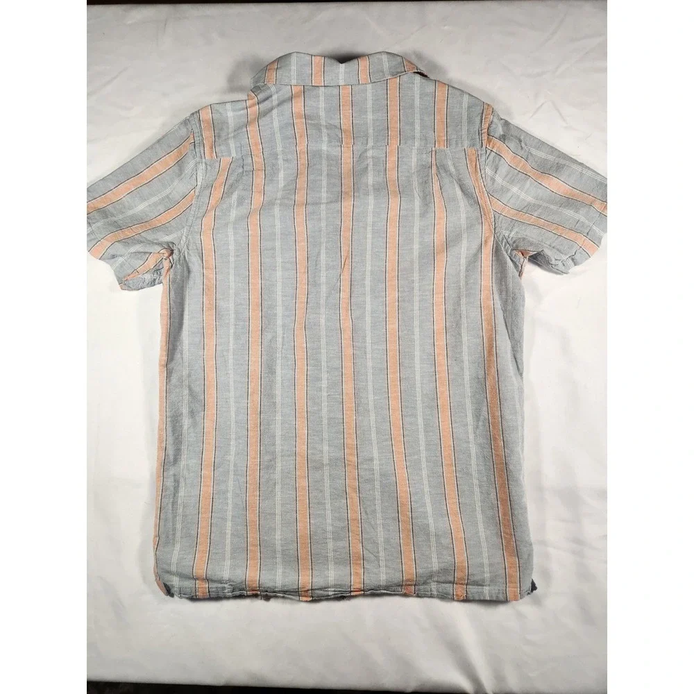 Vans Classic Fit Peach Blue Cabana Striped Short Sleeve Button Up Shirt Size S - Picture 2 of 8